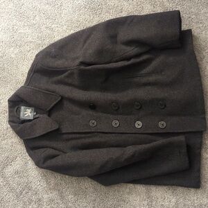 Spiewak Men's Dark Brown Double-Breasted Wool Peacoat